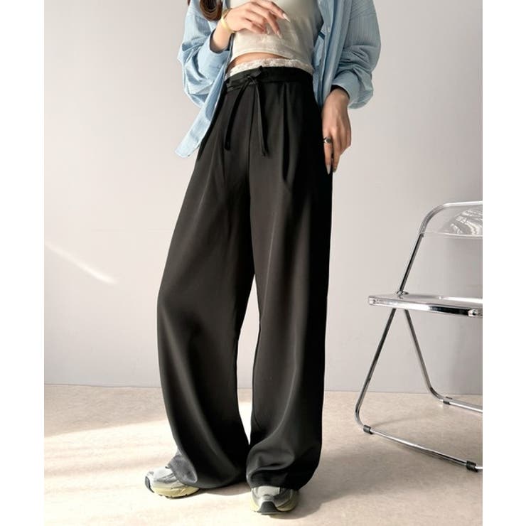 【mily bilet】新感覚デザイン。レース使いダブルウエストワイドスラックス… | Classical Elf  | 詳細画像9 