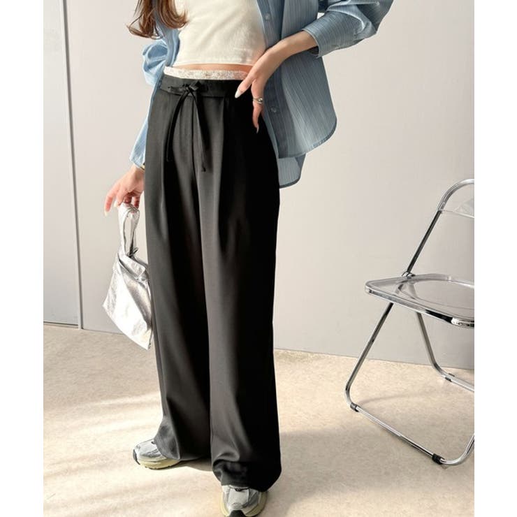 【mily bilet】新感覚デザイン。レース使いダブルウエストワイドスラックス… | Classical Elf  | 詳細画像10 