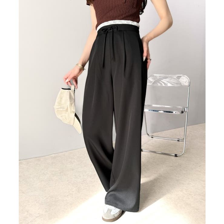 【mily bilet】新感覚デザイン。レース使いダブルウエストワイドスラックス… | Classical Elf  | 詳細画像13 