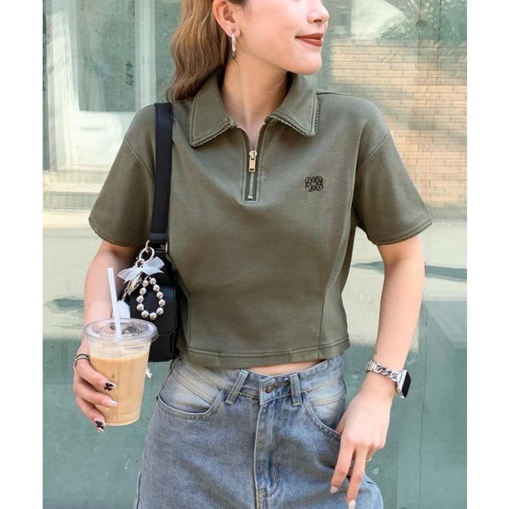 カーキ | 【mily bilet】デイリースタイルをワンランクアップ！ピコレース使い胸刺繍… | Classical Elf 