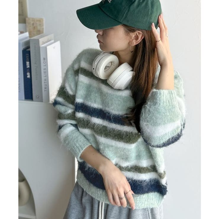 カラフルミックスで視線釘付け。マルチボーダーシャギーニットプルオーバー | Classical Elf  | 詳細画像10 