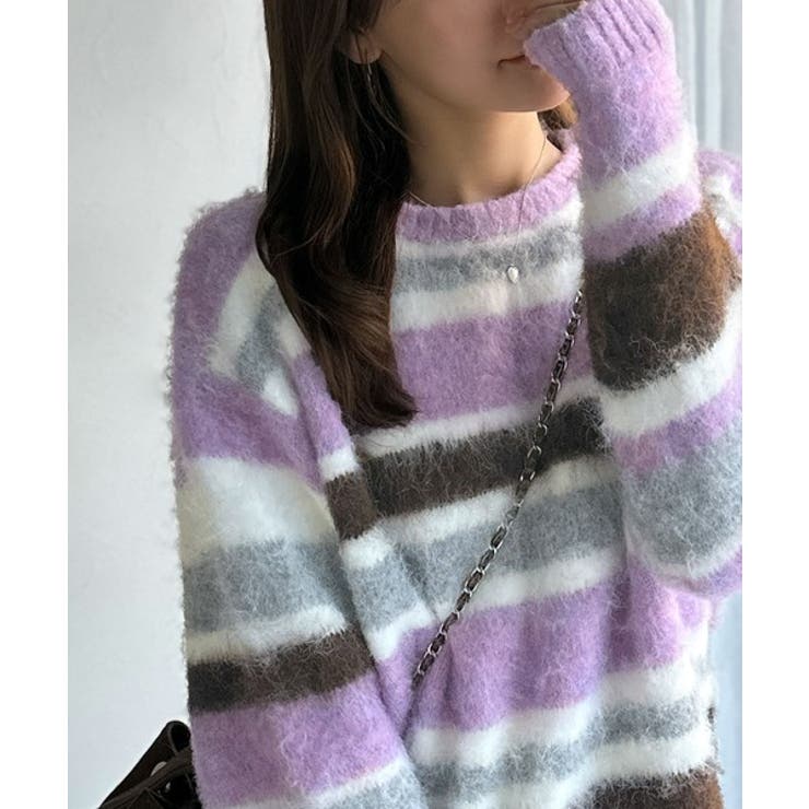 カラフルミックスで視線釘付け。マルチボーダーシャギーニットプルオーバー | Classical Elf  | 詳細画像15 