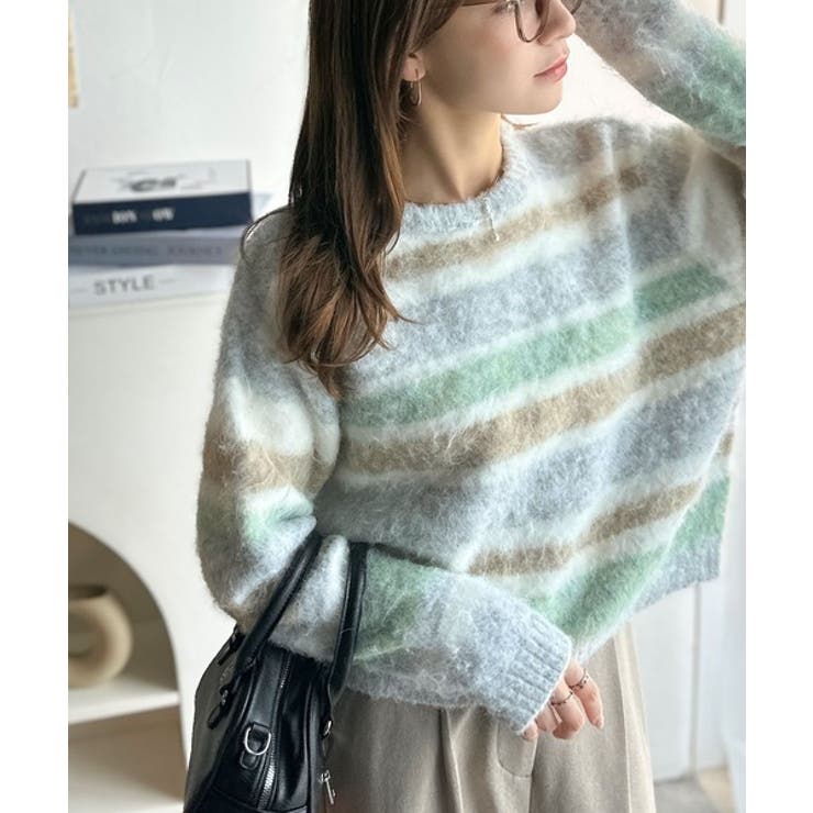 カラフルミックスで視線釘付け。マルチボーダーシャギーニットプルオーバー | Classical Elf  | 詳細画像3 