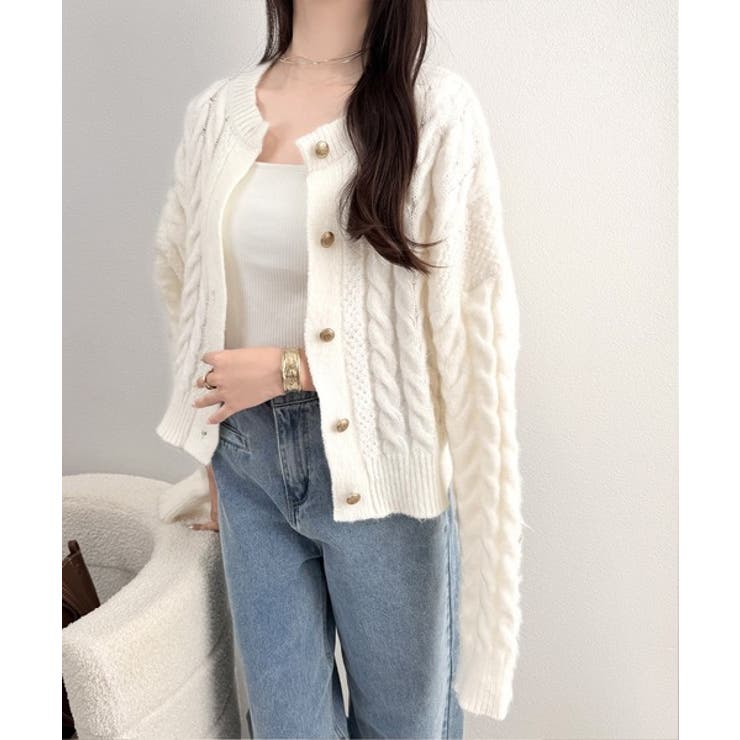 【mily bilet】ふわっと可愛く、きらっと上品。エンブレムボタンケーブルシ… | Classical Elf  | 詳細画像4 