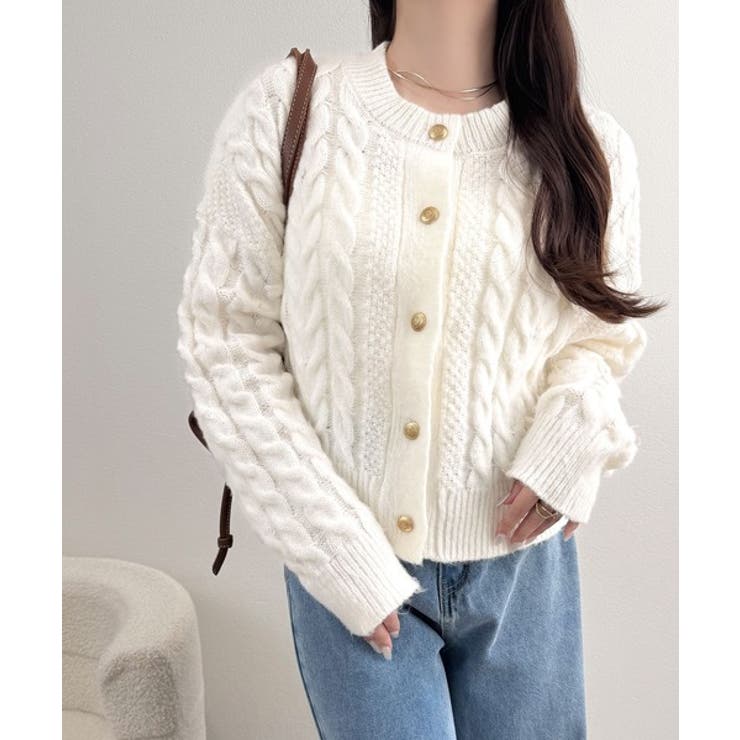 【mily bilet】ふわっと可愛く、きらっと上品。エンブレムボタンケーブルシ… | Classical Elf  | 詳細画像6 