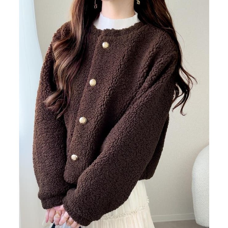 ブラウン | 【mily bilet】エンブレムボタン使いボアジャケット | Classical Elf 