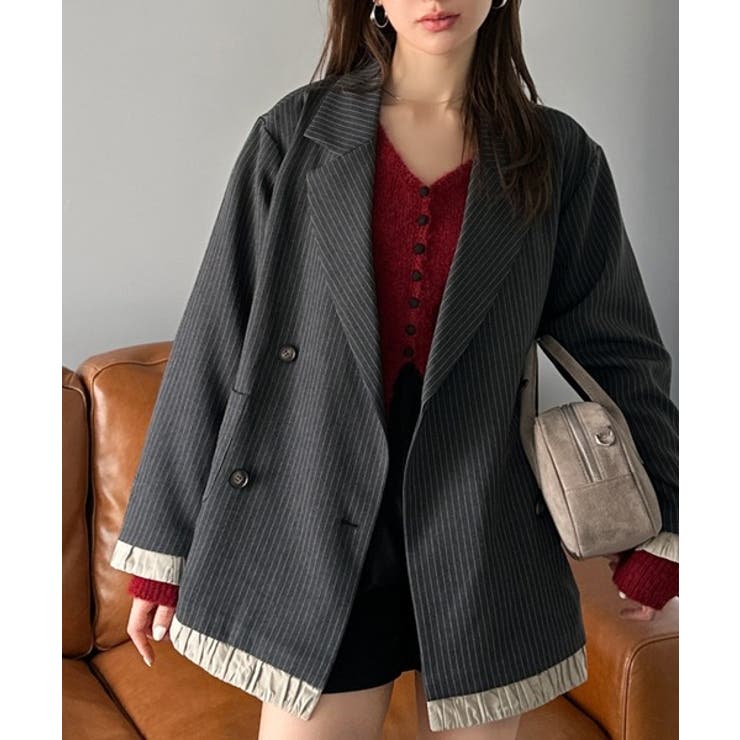 ゆるっと大人見え。バルーンフリルレイヤードジャケット[品番