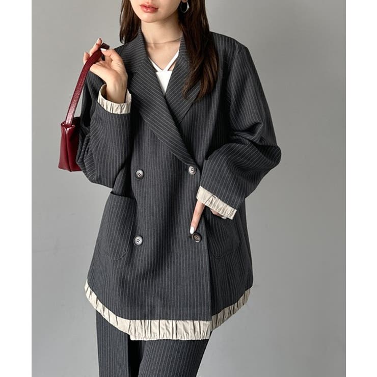 ゆるっと大人見え。バルーンフリルレイヤードジャケット[品番