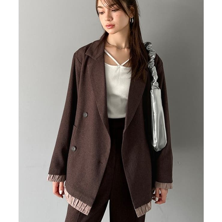 【mily bilet】ゆるっと大人見え。バルーンフリルレイヤードジャケット mily bilet】ゆるっと大人見え。バルーンフリルレイヤードジャケット