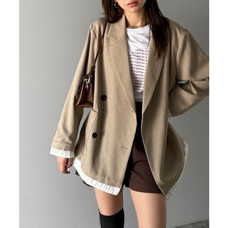 【mily bilet】ゆるっと大人見え。バルーンフリルレイヤードジャケット mily bilet】ゆるっと大人見え。バルーンフリルレイヤードジャケット