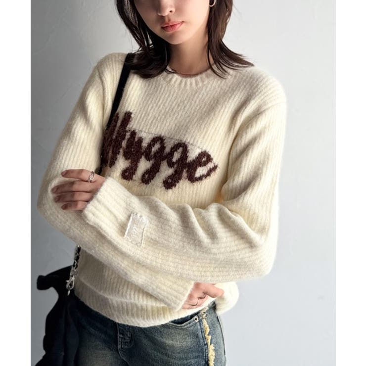 アイボリー | 【mily bilet】フェザージャガードロゴミックスニットプルオーバー | Classical Elf 