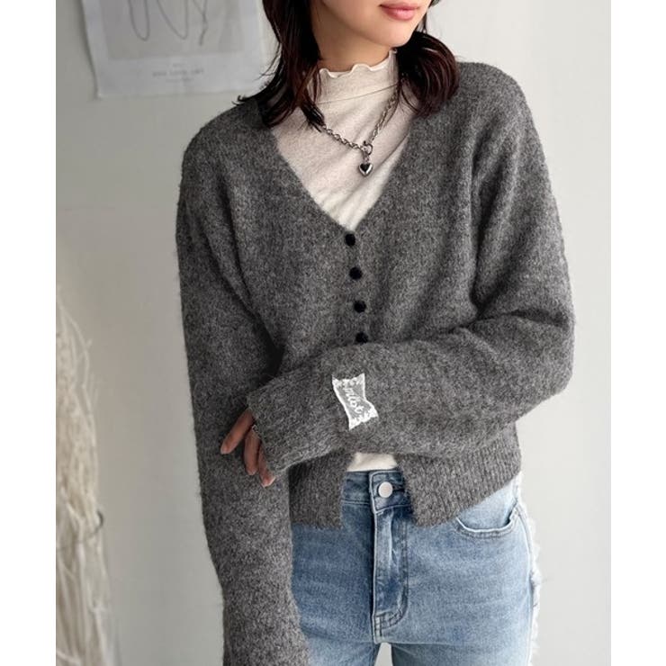 mily bilet】くるみボタンミックスニットカーディガン[品番