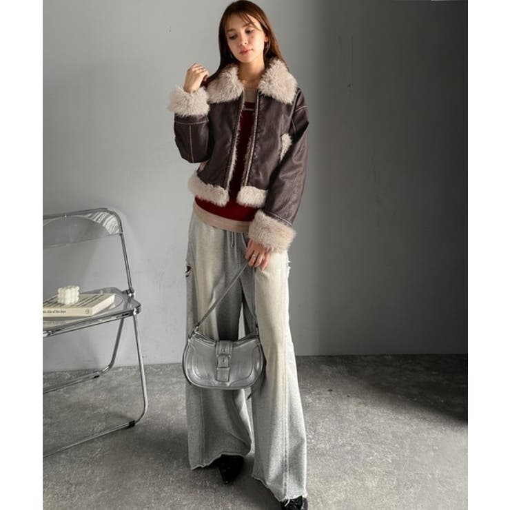 ファー使いヴィンテージライク ダメージフェイクレザーライダースジャケット | Classical Elf  | 詳細画像24 