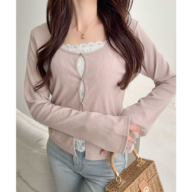 【mily bilet】重ね着風デザインで華やかに♪ レースキャミフェイクレイヤ… | Classical Elf  | 詳細画像28 