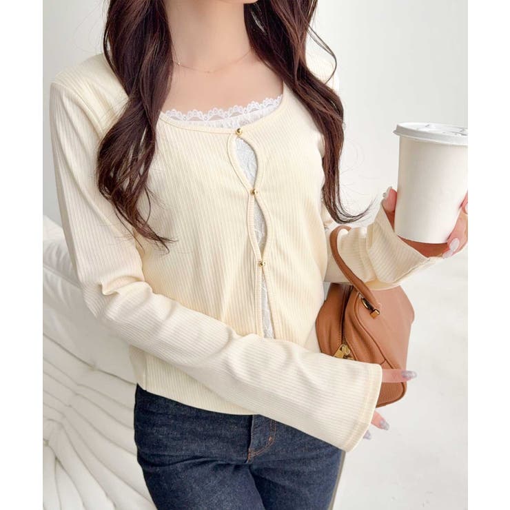 【mily bilet】重ね着風デザインで華やかに♪ レースキャミフェイクレイヤ… | Classical Elf  | 詳細画像1 