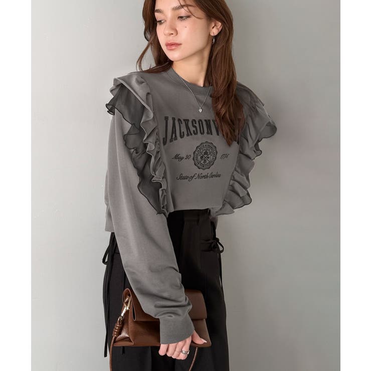 【mily bilet】チュールとフリルで甘く着る。ダブルフリルカレッジロゴ刺繍… | Classical Elf  | 詳細画像7 