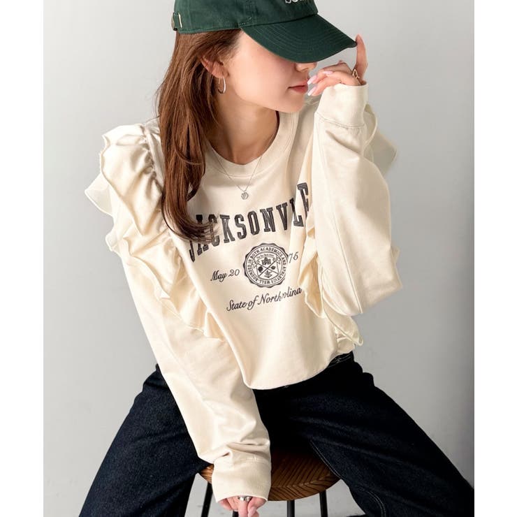 【mily bilet】チュールとフリルで甘く着る。ダブルフリルカレッジロゴ刺繍… | Classical Elf  | 詳細画像11 