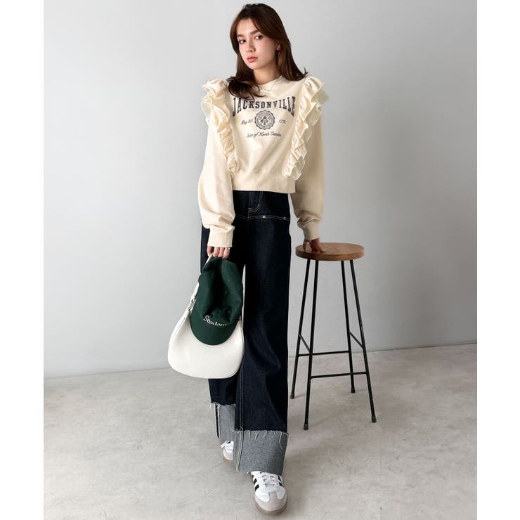 【mily bilet】チュールとフリルで甘く着る。ダブルフリルカレッジロゴ刺繍… | Classical Elf  | 詳細画像13 