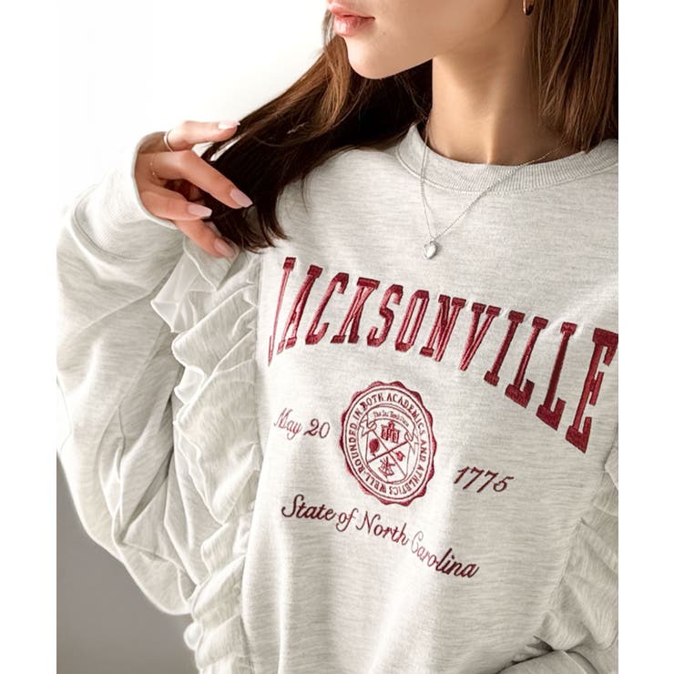 【mily bilet】チュールとフリルで甘く着る。ダブルフリルカレッジロゴ刺繍… | Classical Elf  | 詳細画像14 