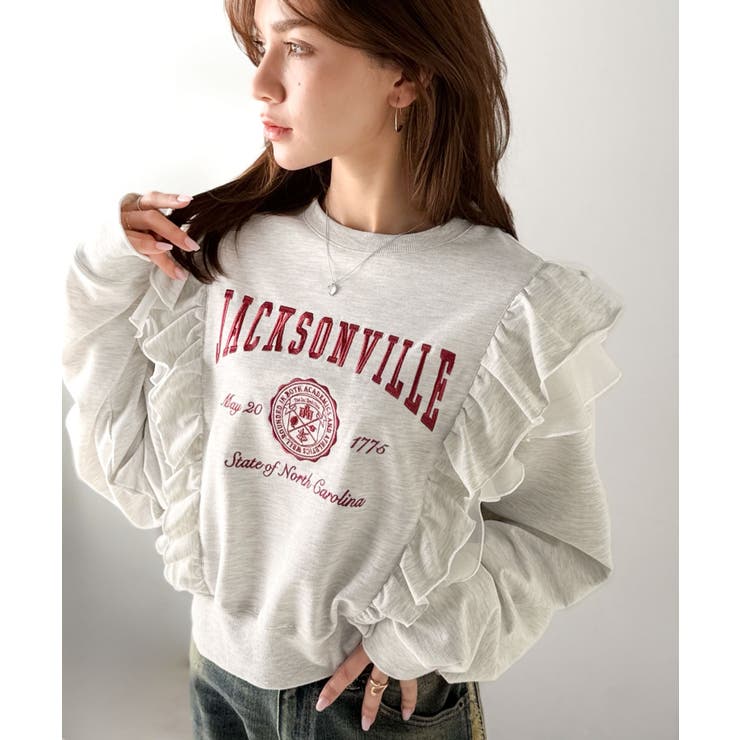 【mily bilet】チュールとフリルで甘く着る。ダブルフリルカレッジロゴ刺繍… | Classical Elf  | 詳細画像15 