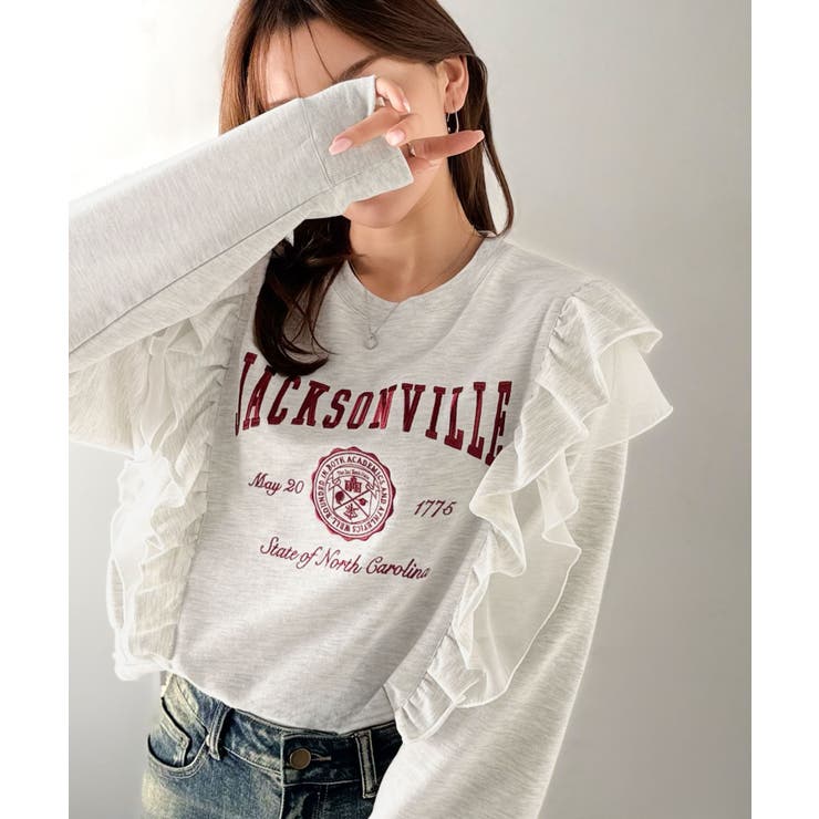 【mily bilet】チュールとフリルで甘く着る。ダブルフリルカレッジロゴ刺繍… | Classical Elf  | 詳細画像17 