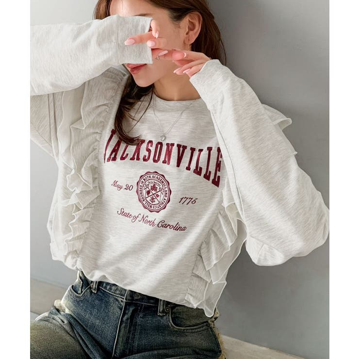 【mily bilet】チュールとフリルで甘く着る。ダブルフリルカレッジロゴ刺繍… | Classical Elf  | 詳細画像18 