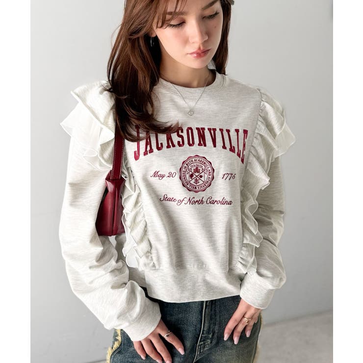 【mily bilet】チュールとフリルで甘く着る。ダブルフリルカレッジロゴ刺繍… | Classical Elf  | 詳細画像19 