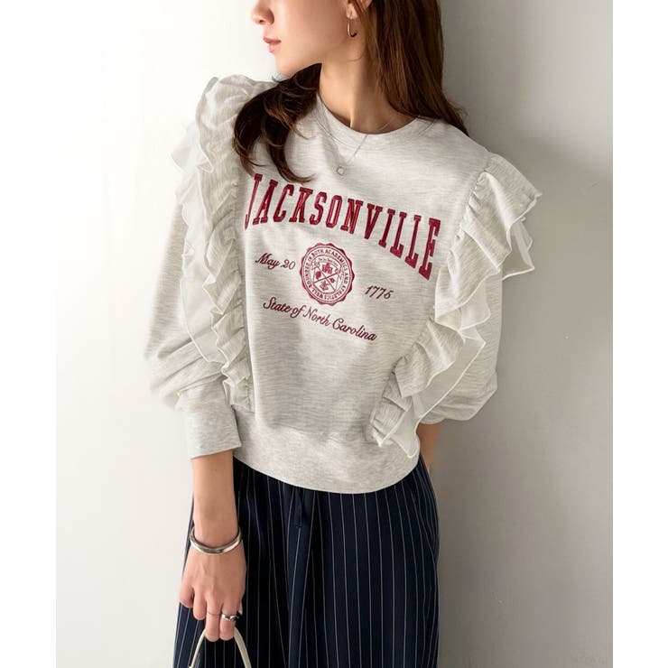 【mily bilet】チュールとフリルで甘く着る。ダブルフリルカレッジロゴ刺繍… | Classical Elf  | 詳細画像21 