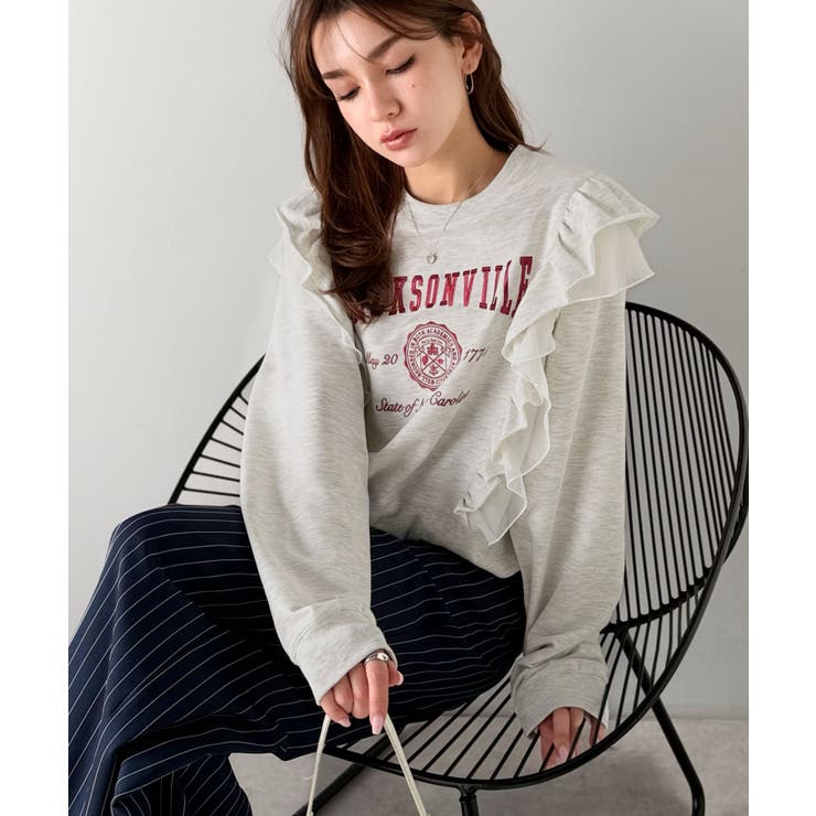 【mily bilet】チュールとフリルで甘く着る。ダブルフリルカレッジロゴ刺繍… | Classical Elf  | 詳細画像22 