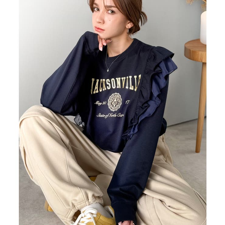 【mily bilet】チュールとフリルで甘く着る。ダブルフリルカレッジロゴ刺繍… | Classical Elf  | 詳細画像25 