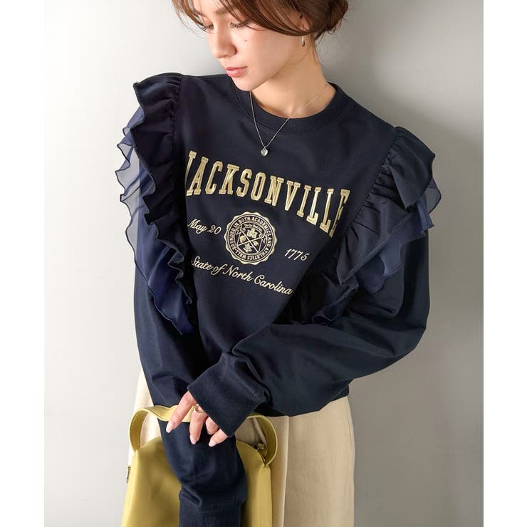 【mily bilet】チュールとフリルで甘く着る。ダブルフリルカレッジロゴ刺繍… | Classical Elf  | 詳細画像26 