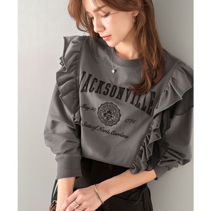 【mily bilet】チュールとフリルで甘く着る。ダブルフリルカレッジロゴ刺繍… | Classical Elf  | 詳細画像3 