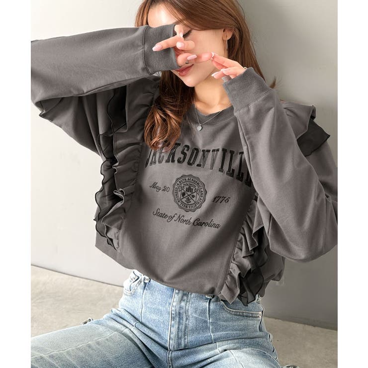 【mily bilet】チュールとフリルで甘く着る。ダブルフリルカレッジロゴ刺繍… | Classical Elf  | 詳細画像4 