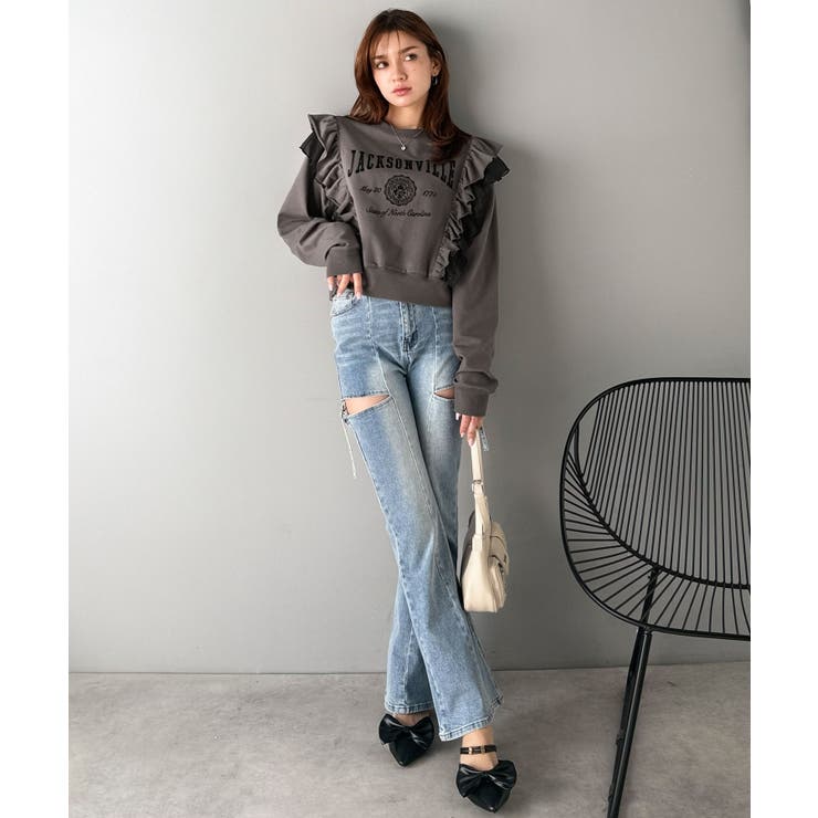 【mily bilet】チュールとフリルで甘く着る。ダブルフリルカレッジロゴ刺繍… | Classical Elf  | 詳細画像5 