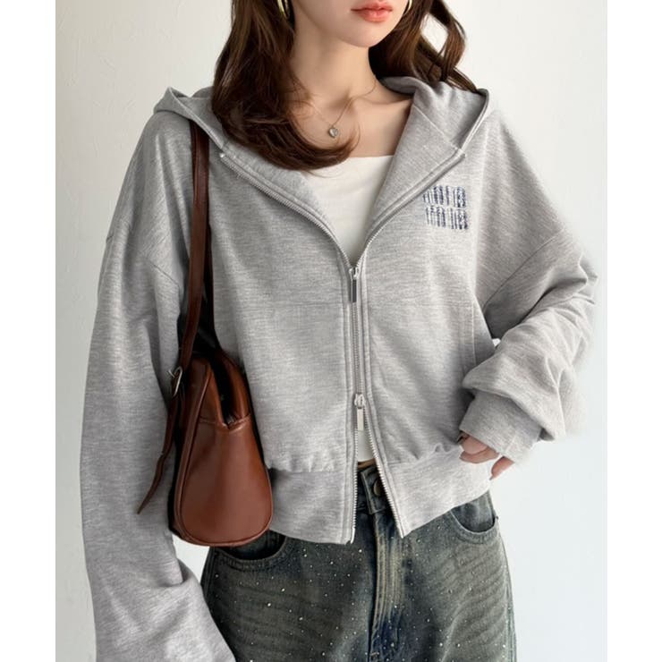 杢グレー | 【mily bilet】1枚は持っておきたい！垢抜け必至。胸元ワッペン付きダブル… | Classical Elf 