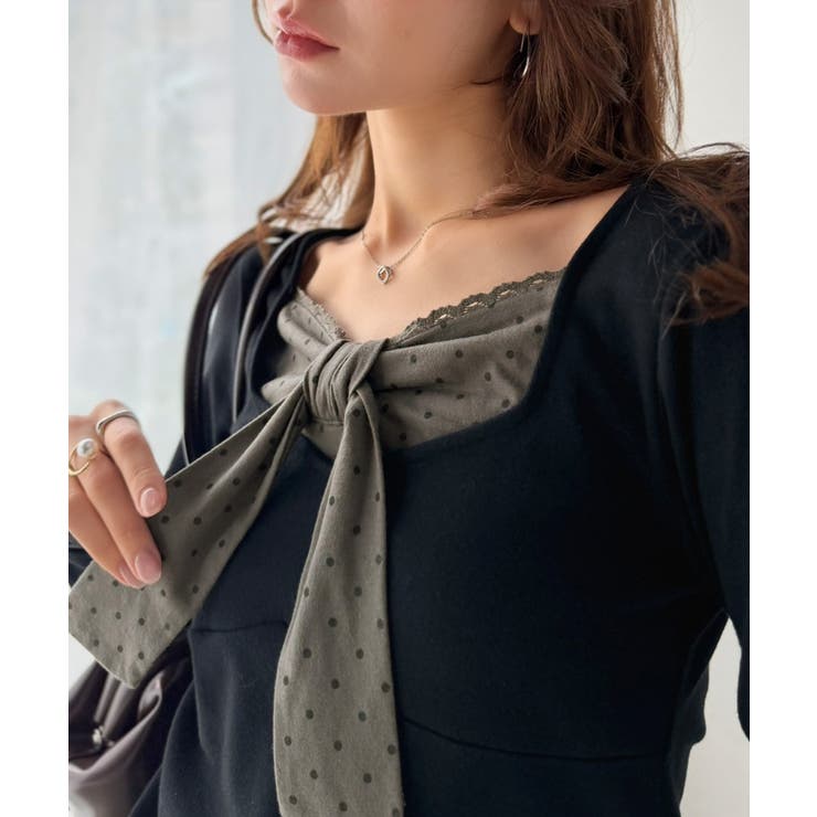 【mily bilet】視線を奪う、胸元のひとクセ。ドット×レースリボンデザイン… | Classical Elf  | 詳細画像15 