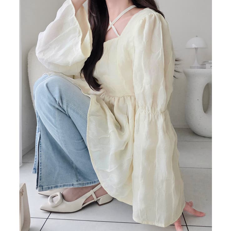 【mily bilet】立体感が大人可愛くて、一枚で華やぐ。ぽこぽこペプラムトッ… | Classical Elf  | 詳細画像6 