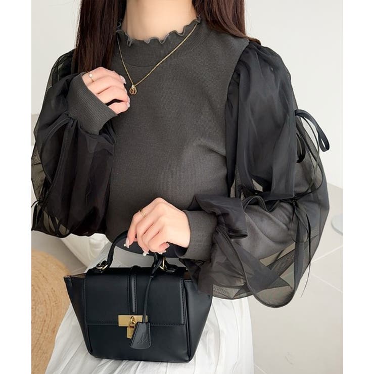 【mily bilet】大人可愛いふんわりスリーブが魅力♪サイドスリットリボンチ… | Classical Elf  | 詳細画像11 