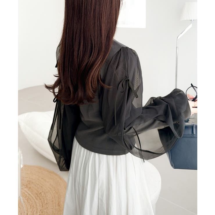 【mily bilet】大人可愛いふんわりスリーブが魅力♪サイドスリットリボンチ… | Classical Elf  | 詳細画像13 