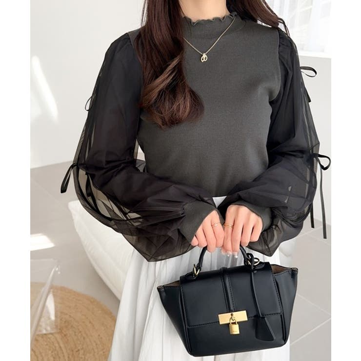 【mily bilet】大人可愛いふんわりスリーブが魅力♪サイドスリットリボンチ… | Classical Elf  | 詳細画像14 