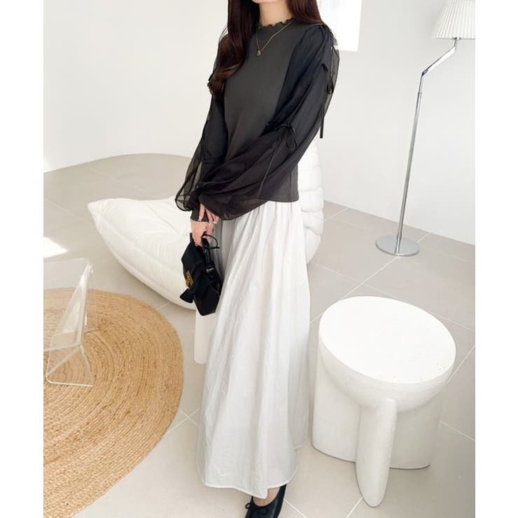 【mily bilet】大人可愛いふんわりスリーブが魅力♪サイドスリットリボンチ… | Classical Elf  | 詳細画像15 