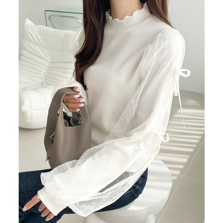 【mily bilet】大人可愛いふんわりスリーブが魅力♪サイドスリットリボンチ… | Classical Elf  | 詳細画像16 