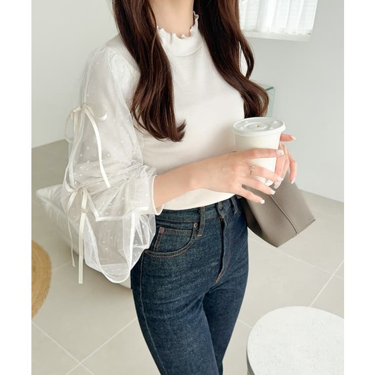 【mily bilet】大人可愛いふんわりスリーブが魅力♪サイドスリットリボンチ… | Classical Elf  | 詳細画像17 