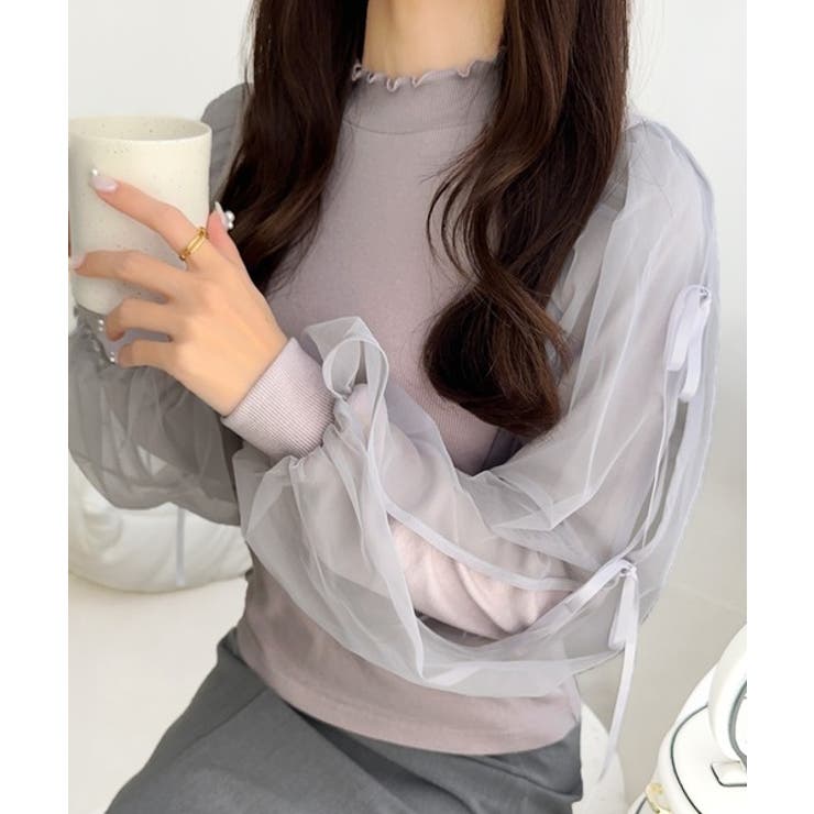 【mily bilet】大人可愛いふんわりスリーブが魅力♪サイドスリットリボンチ… | Classical Elf  | 詳細画像23 