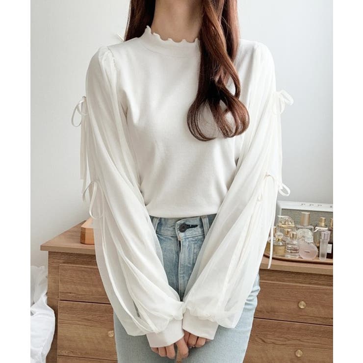 【mily bilet】大人可愛いふんわりスリーブが魅力♪サイドスリットリボンチ… | Classical Elf  | 詳細画像2 