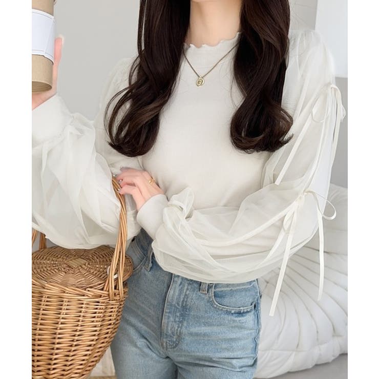 【mily bilet】大人可愛いふんわりスリーブが魅力♪サイドスリットリボンチ… | Classical Elf  | 詳細画像1 