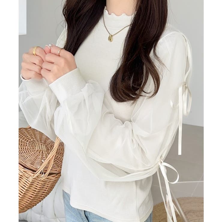 【mily bilet】大人可愛いふんわりスリーブが魅力♪サイドスリットリボンチ… | Classical Elf  | 詳細画像4 