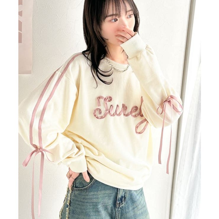 アイボリー | 【mily bilet】気分上がるサテンリボンロゴが可愛い。サイドシャーリングサ… | Classical Elf 