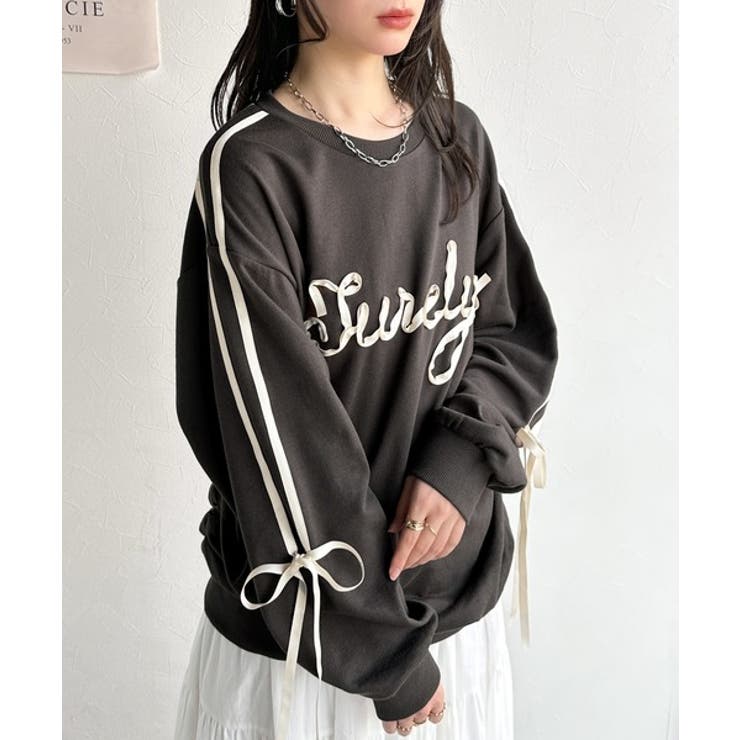 チャコールグレー | 【mily bilet】気分上がるサテンリボンロゴが可愛い。サイドシャーリングサ… | Classical Elf 