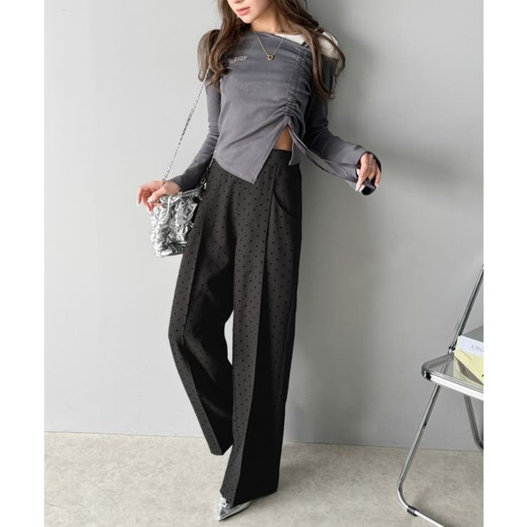 美しいシルエット！アシメネックレイヤード風シャーリング使い袖フレア胸刺繍カットソ… | Classical Elf  | 詳細画像18 